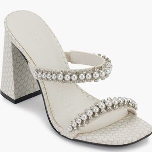 Karl lagerfield white pearl embellished heeled sandal NEVER WORN